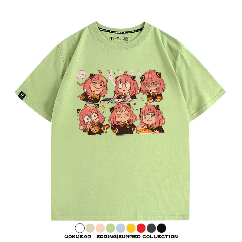 間諜家家酒動漫阿尼亞卡通可愛周邊情侶T恤衫夏季純棉短袖上衣潮