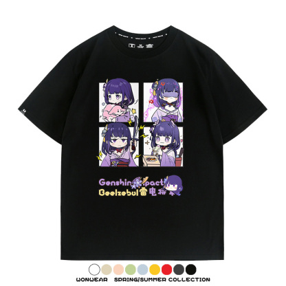 原神遊戲散兵可莉芙寧娜胡桃可愛Q版二次元周邊夏男純棉T恤衫短袖