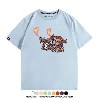 LOL聯盟卡通Q版英雄靈羅娃娃格溫斯莫德周邊短袖夏季男士純棉T恤