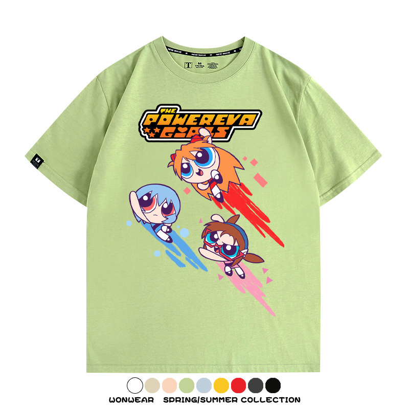 EVA福音戰士飛天小女警聯名 親子情侶裝寬鬆短袖T