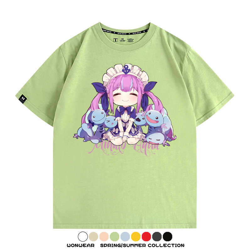 Hololive虛擬主播vtuber湊阿庫婭 親子情侶裝寬鬆短袖T