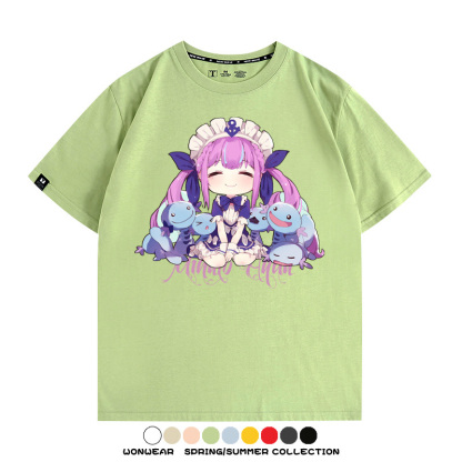 Hololive虛擬主播vtuber湊阿庫婭 親子情侶裝寬鬆短袖T