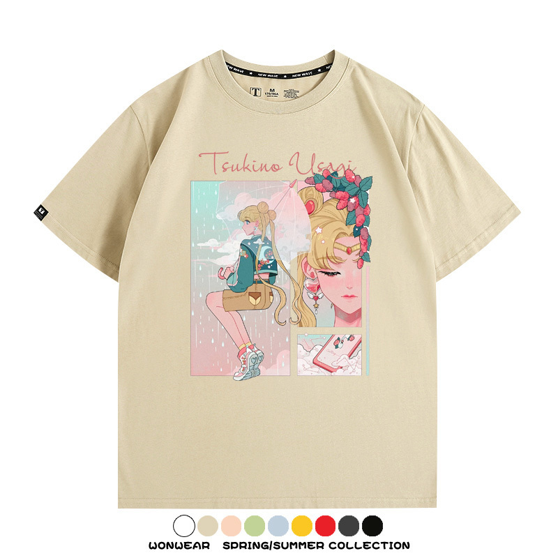 美少女戰士聯名t恤日系卡通動漫月野兔周邊純棉短袖夏季寬鬆百搭