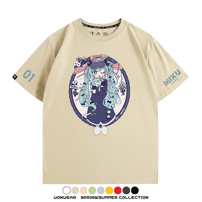 初音未來MIKU 周邊情侶百搭短袖t-shirt