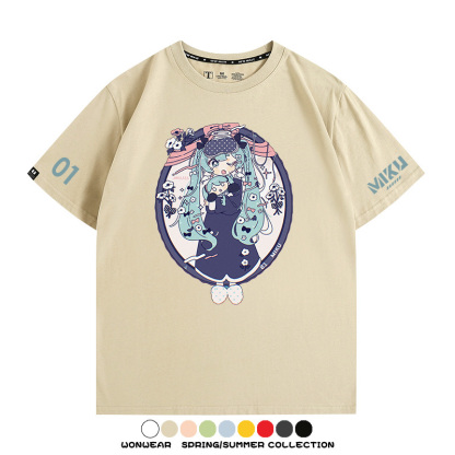 初音未來MIKU 周邊情侶百搭短袖t-shirt