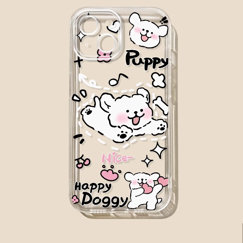 蘋果 系列線條小狗 透明防摔軟殼