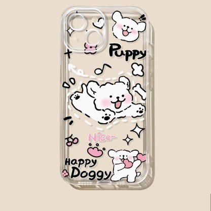 蘋果 系列線條小狗 透明防摔軟殼