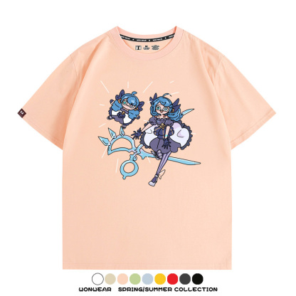 LOL聯盟卡通Q版英雄靈羅娃娃格溫斯莫德周邊短袖夏季男士純棉T恤
