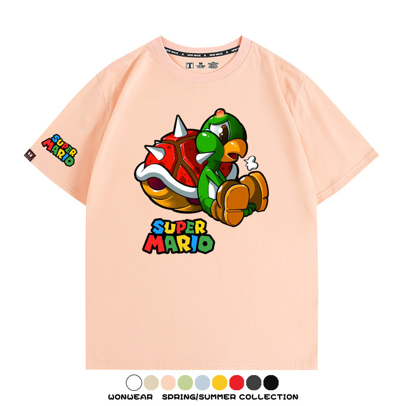 瑪利歐兄弟任天堂周邊短袖游戲卡通蘑菇青少年男寬鬆夏季純棉T恤