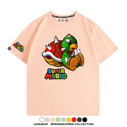 瑪利歐兄弟任天堂周邊短袖游戲卡通蘑菇青少年男寬鬆夏季純棉T恤