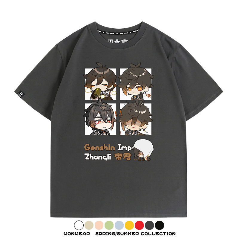 原神遊戲散兵可莉芙寧娜胡桃可愛Q版二次元周邊夏男純棉T恤衫短袖