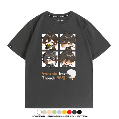 原神遊戲散兵可莉芙寧娜胡桃可愛Q版二次元周邊夏男純棉T恤衫短袖