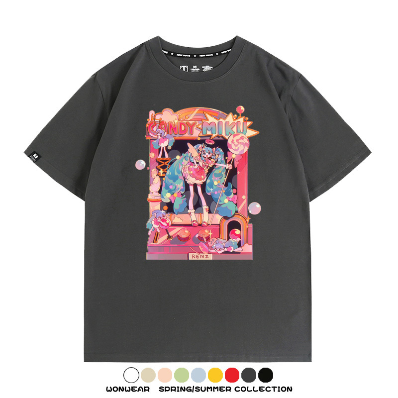 寶可夢歌姬美洛耶塔聯動MIKU初音未來周邊短袖T恤衫夏季純棉上衣寬鬆