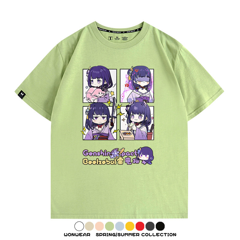 原神遊戲散兵可莉芙寧娜胡桃可愛Q版二次元周邊夏男純棉T恤衫短袖