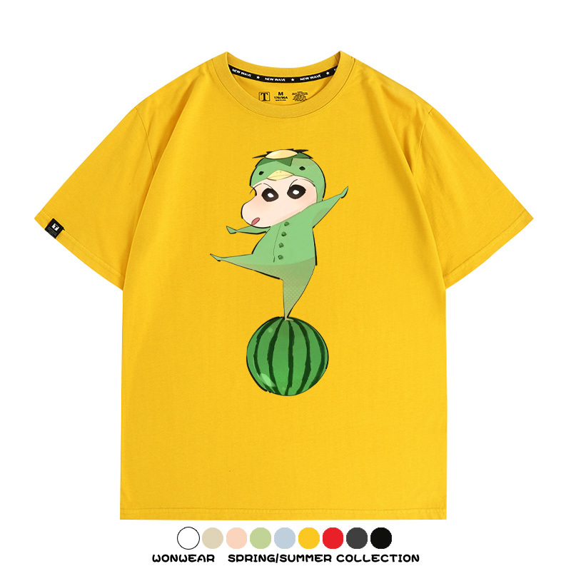 蠟筆小新河童聯名網紅表情包短袖上衣服情侶裝動漫周邊t恤衫半袖