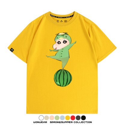 蠟筆小新河童聯名網紅表情包短袖上衣服情侶裝動漫周邊t恤衫半袖