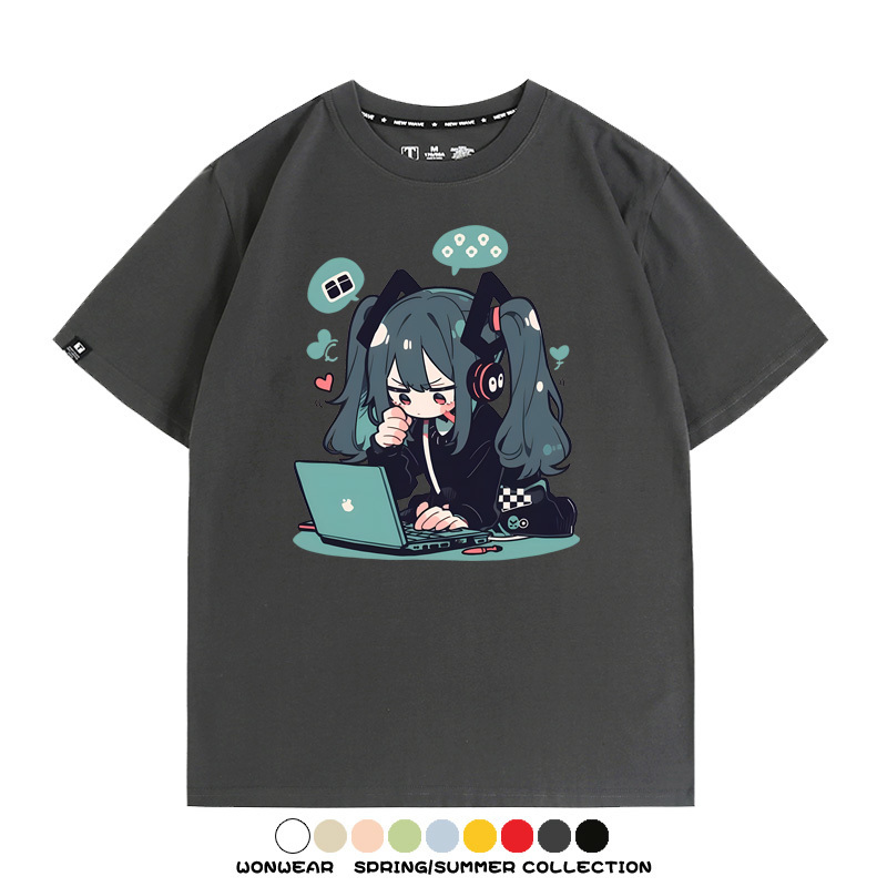 元氣日系少女機能動漫初音未來MIKU 親子情侶裝寬鬆短袖T