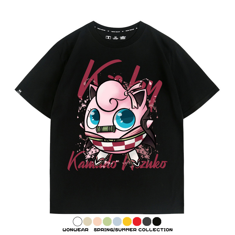 寶可夢胖丁聯名鬼滅之刃禰豆子周邊短袖T恤