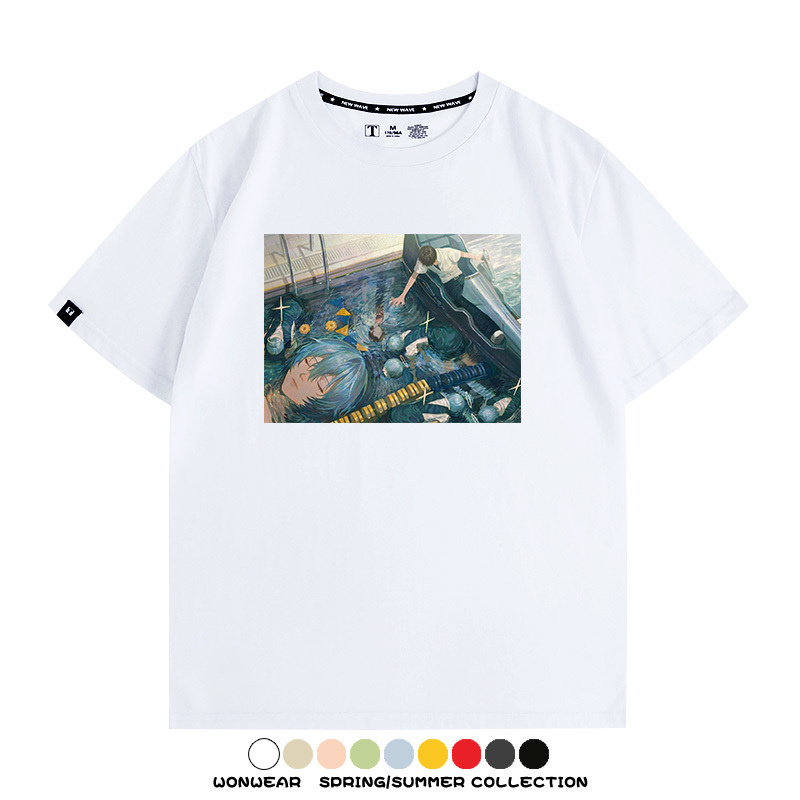 新世紀福音戰士EVA藝術插畫潮牌印花T恤夏季男潮純棉短袖寬鬆上衣