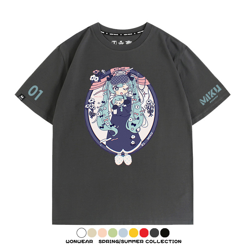 初音未來MIKU 周邊情侶百搭短袖t-shirt