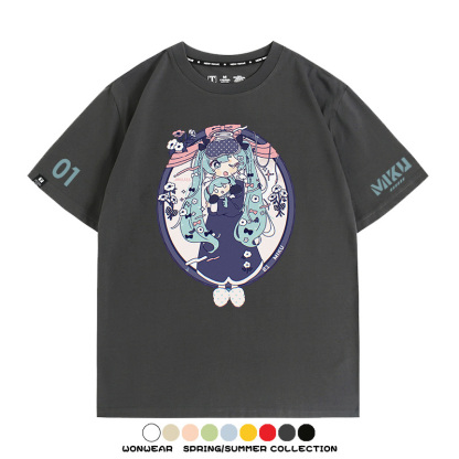 初音未來MIKU 周邊情侶百搭短袖t-shirt