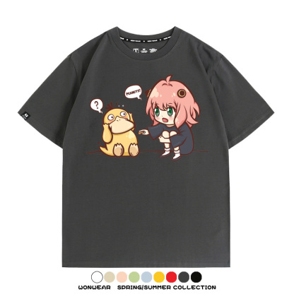 間諜家家酒安妮亞x寶可夢可達鴨 親子情侶裝寬鬆短袖T