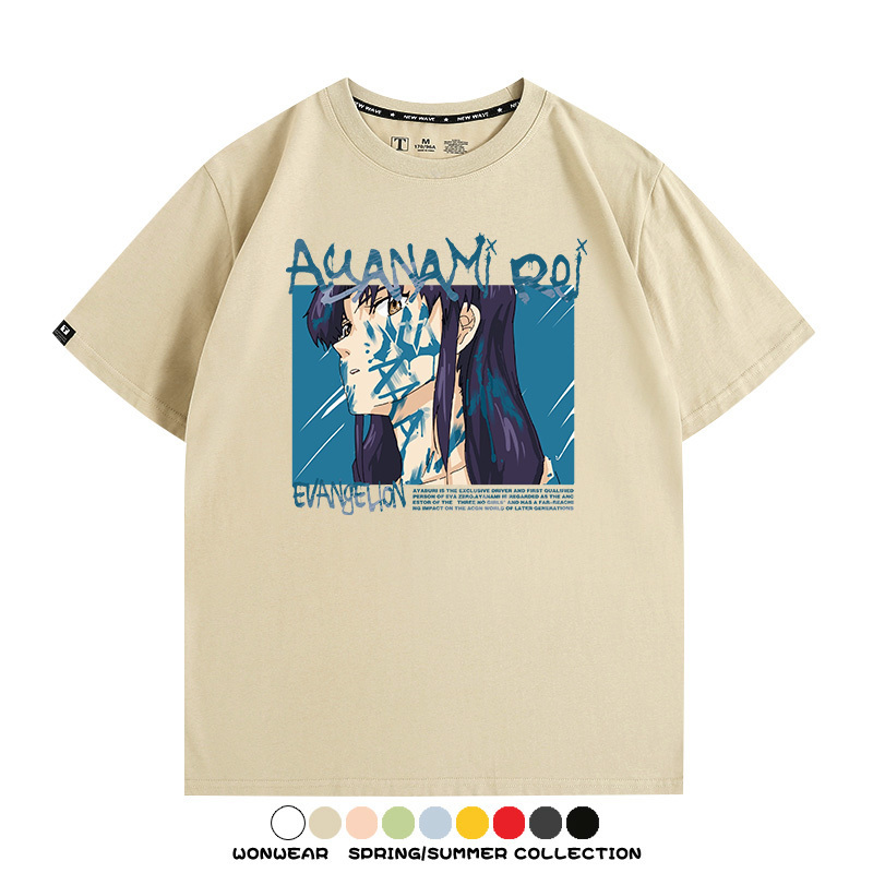 新世紀福音戰士EVA綾波麗明日香褚熏日系潮牌動漫青少年夏純棉T恤