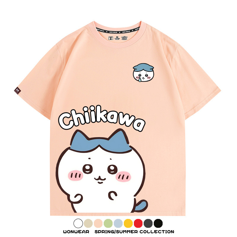 Chiikawa日系萌系吉伊卡哇可愛小八烏薩奇聯名短袖夏男純棉T恤衫
