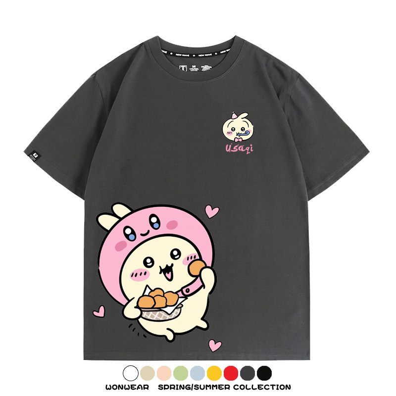 吉伊卡哇chiikawa小可愛吉伊烏薩奇小八聯動情侶短袖純棉T恤上衣