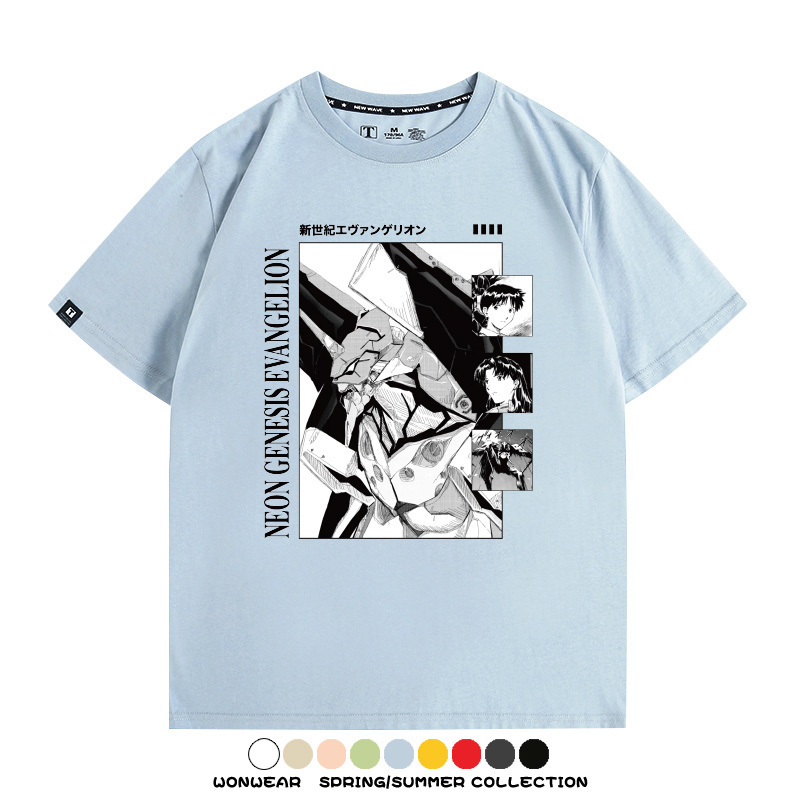 新世紀福音戰士EVA動漫初號機機甲使徒潮流短袖夏季男士純棉T恤衫