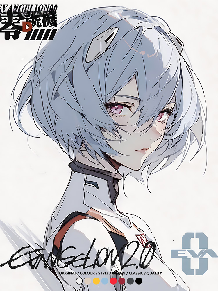 凌波麗EVA日系動漫卡通二次元上衣COS短袖純棉T恤衫eva復古百搭寬鬆