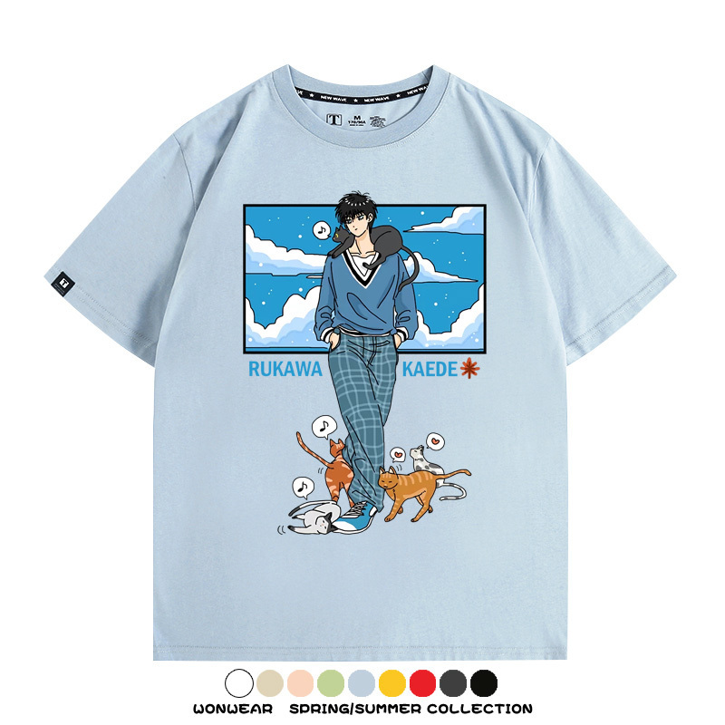灌籃高手流川楓貓咪聯名 親子情侶裝寬鬆短袖T