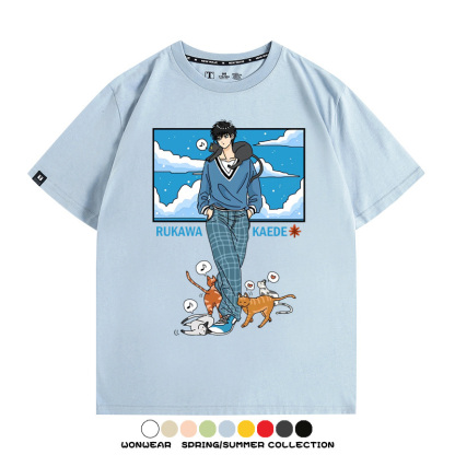 灌籃高手流川楓貓咪聯名 親子情侶裝寬鬆短袖T