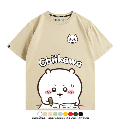 Chiikawa日系萌系吉伊卡哇可愛小八烏薩奇聯名短袖夏男純棉T恤衫