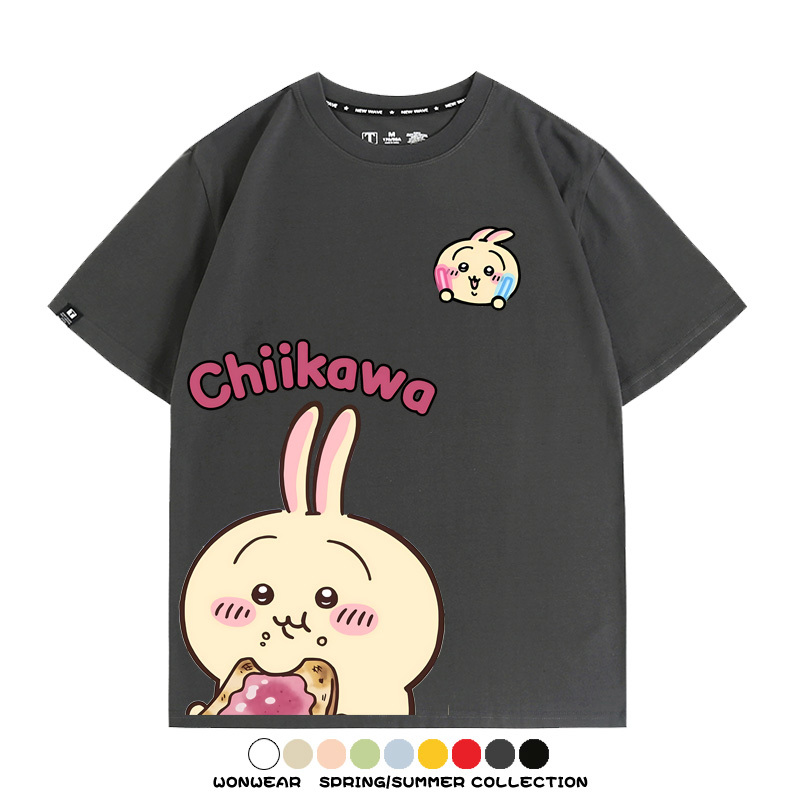 Chiikawa日系萌系吉伊卡哇可愛小八烏薩奇聯名短袖夏男純棉T恤衫