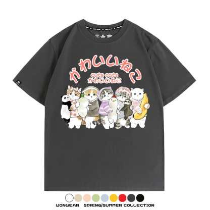 貓福珊迪可愛萌系學院風動漫周邊短袖T恤