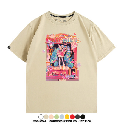 寶可夢歌姬美洛耶塔聯動MIKU初音未來周邊短袖T恤衫夏季純棉上衣寬鬆