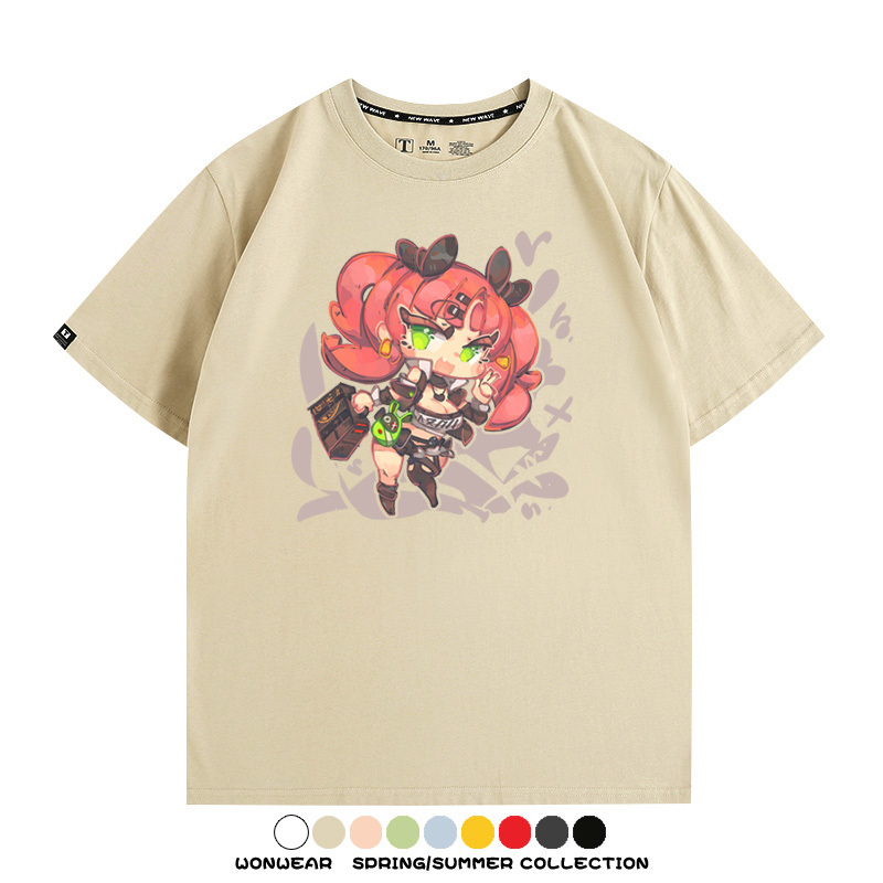絕區零遊戲安比妮可可琳卡通Q版同款短袖夏季純棉T恤衫二次元COS