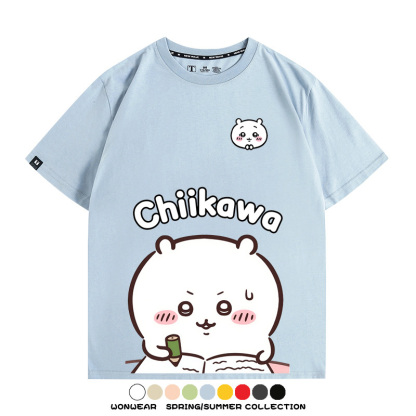 Chiikawa日系萌系吉伊卡哇可愛小八烏薩奇聯名短袖夏男純棉T恤衫