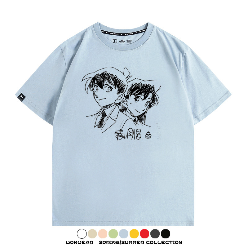 名偵探柯南灰原哀小蘭潮牌情侶原畫聯動周邊短袖夏季純棉T恤寬鬆