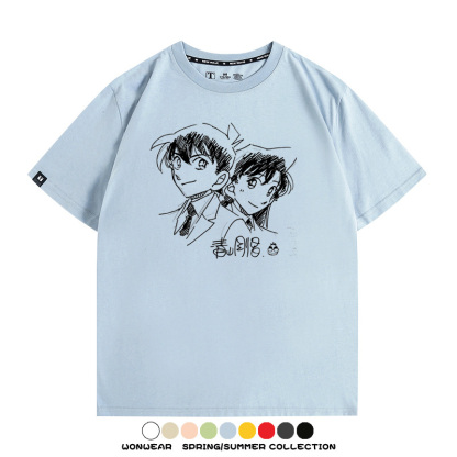 名偵探柯南灰原哀小蘭潮牌情侶原畫聯動周邊短袖夏季純棉T恤寬鬆