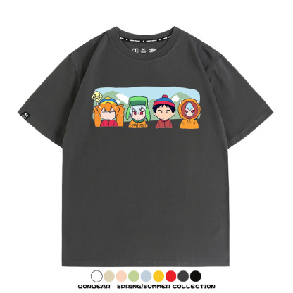 EVA聯名南方公園情侶裝短袖衰仔樂園福音戰士卡通t恤衫純棉上衣服