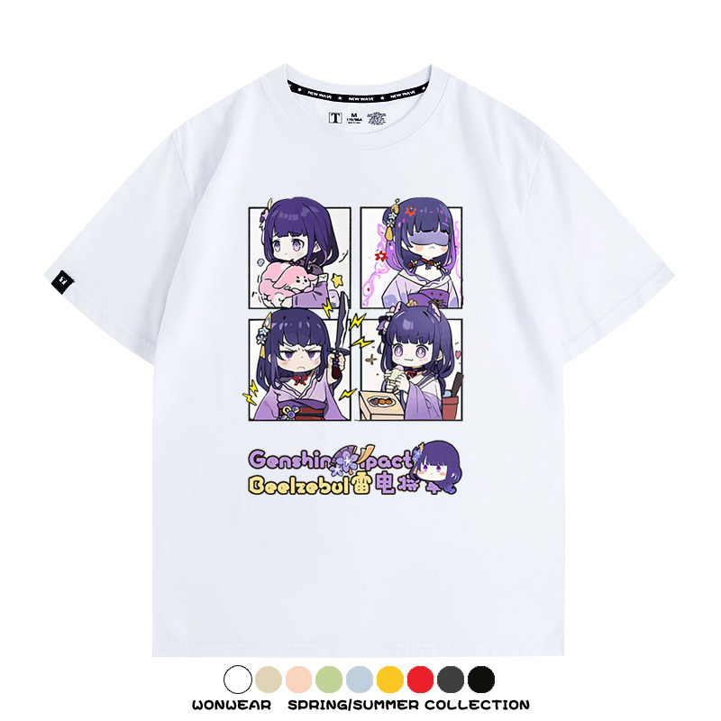 原神遊戲散兵可莉芙寧娜胡桃可愛Q版二次元周邊夏男純棉T恤衫短袖