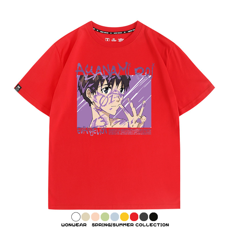 新世紀福音戰士EVA綾波麗明日香褚熏日系潮牌動漫青少年夏純棉T恤