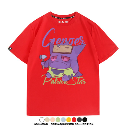 派大星耿鬼寶可夢聯名 親子情侶裝寬鬆短袖T