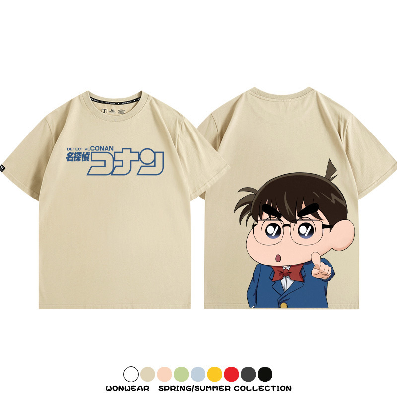 名偵探柯南蠟筆小新聯名 親子情侶裝寬鬆短袖T