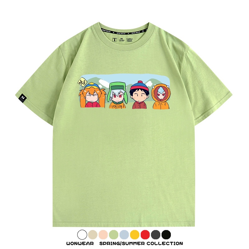 EVA聯名南方公園情侶裝短袖衰仔樂園福音戰士卡通t恤衫純棉上衣服