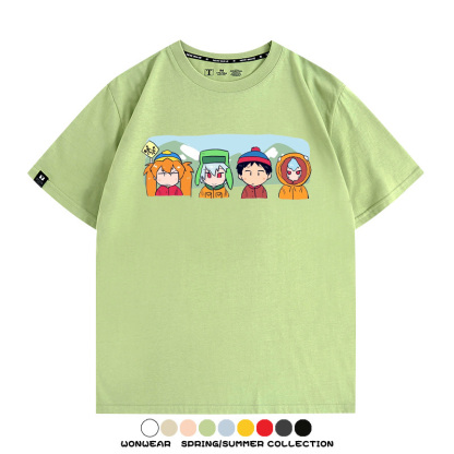 EVA聯名南方公園情侶裝短袖衰仔樂園福音戰士卡通t恤衫純棉上衣服