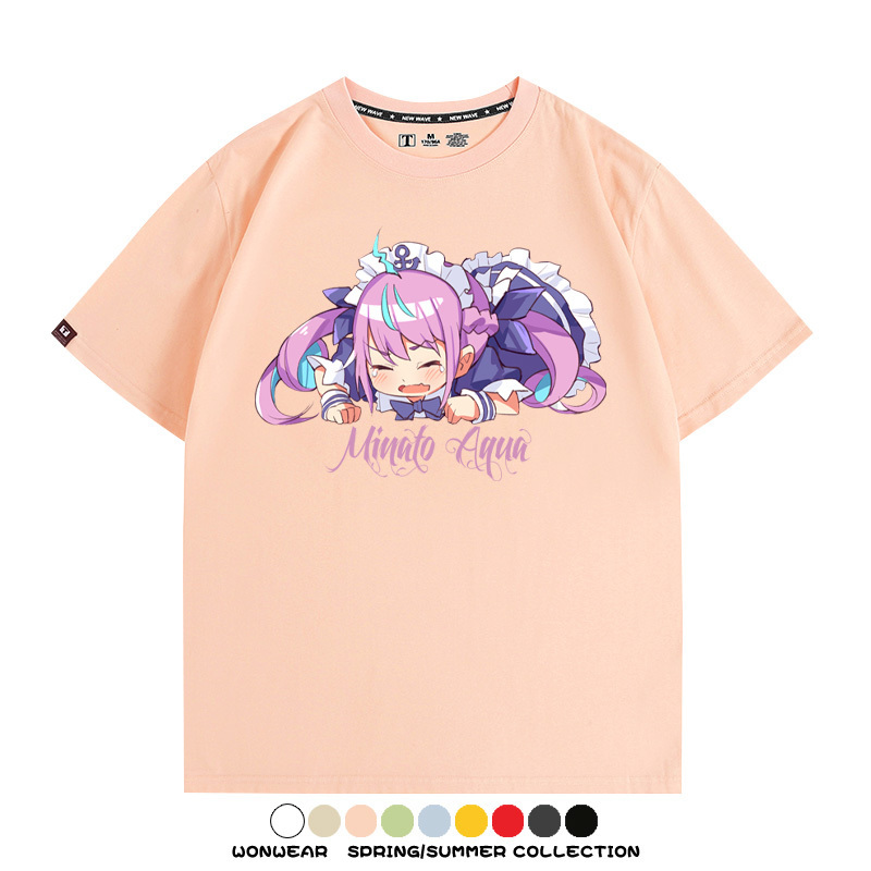 Hololive虛擬主播vtuber湊阿庫婭 親子情侶裝寬鬆短袖T