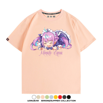 Hololive虛擬主播vtuber湊阿庫婭 親子情侶裝寬鬆短袖T